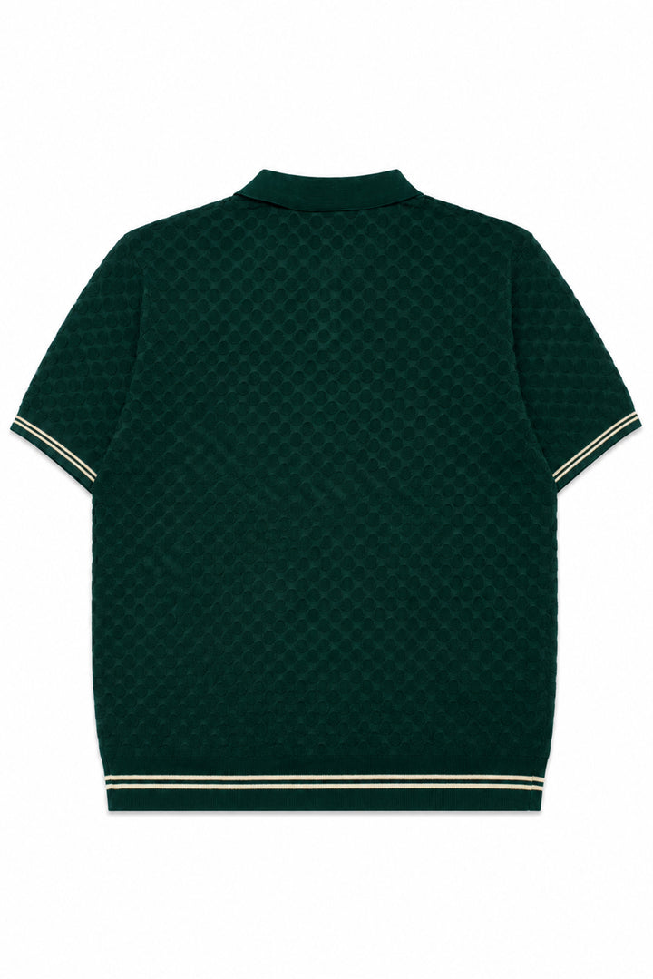 Striped Button Down Knitted Men Polo Shirt