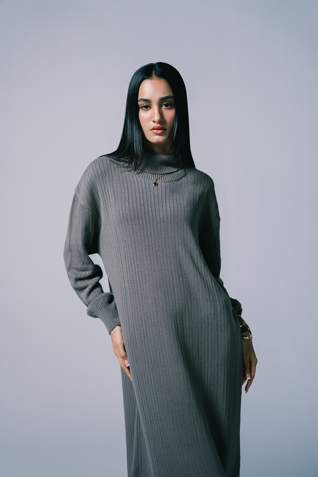 High Neck Dress | Grey