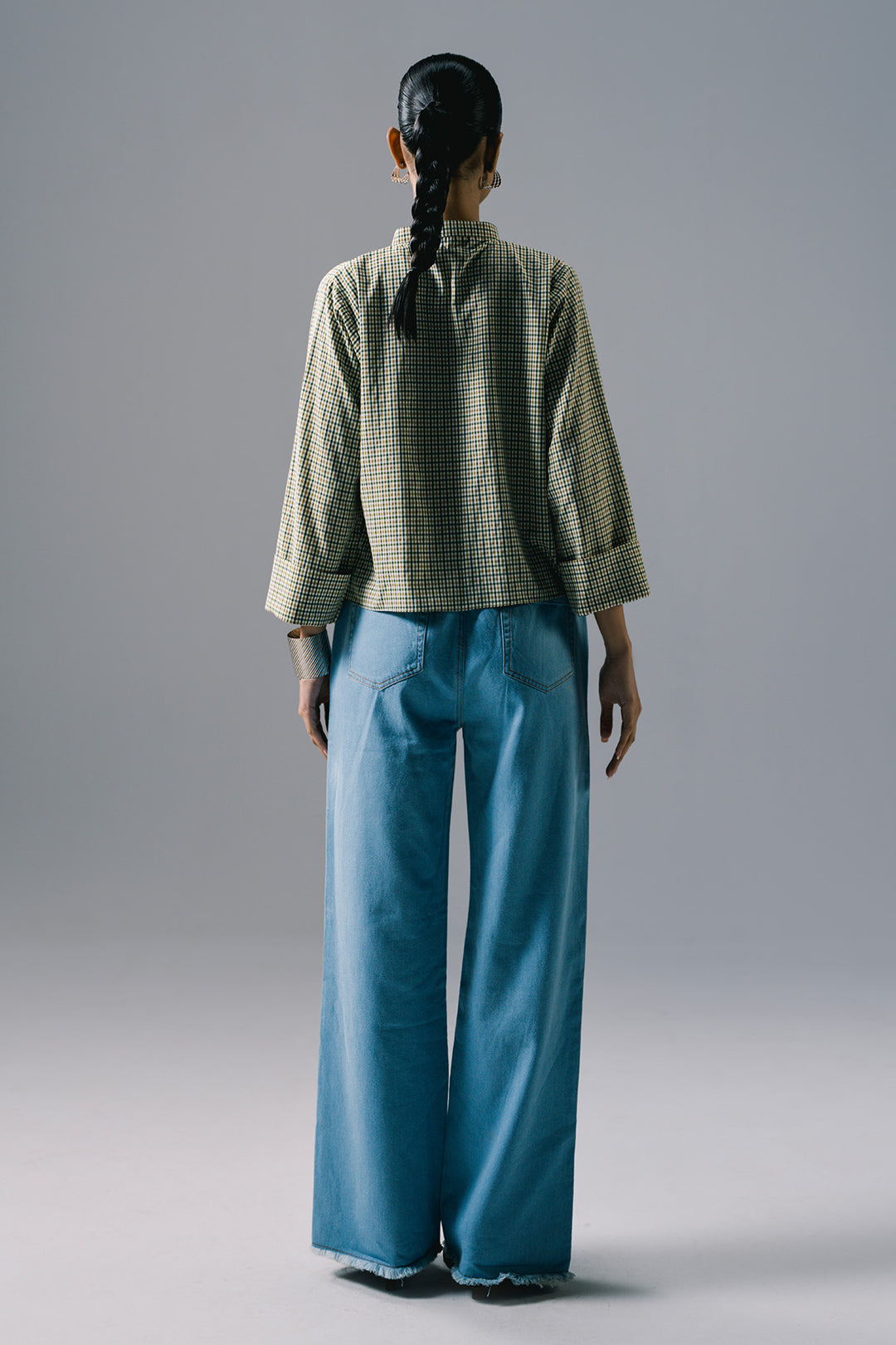 Thin check shirt | Sage Green