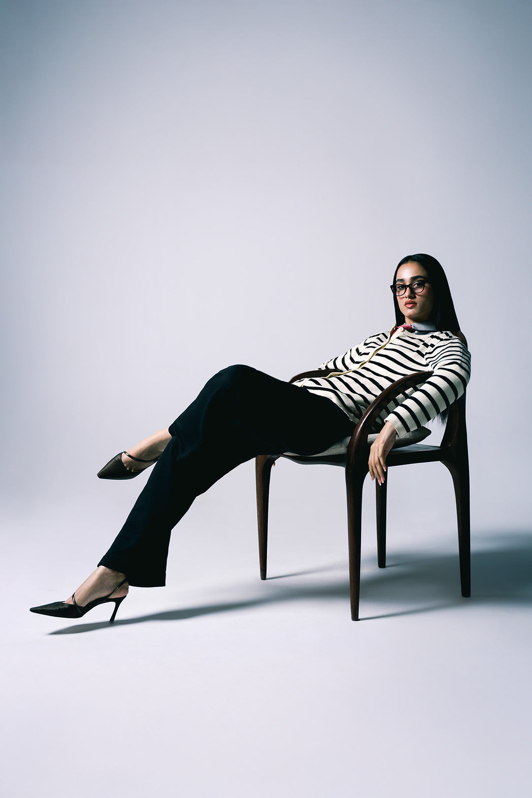 Striped Cardigan | Cream & Black combo