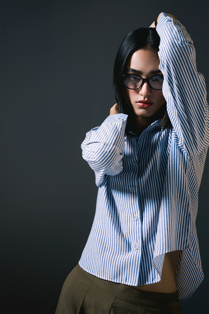 Striped Button down shirt | Blue & white