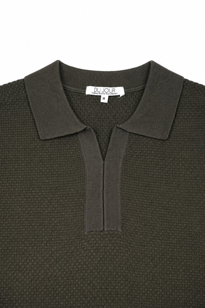 V Neck Knitted Men Polo Shirt