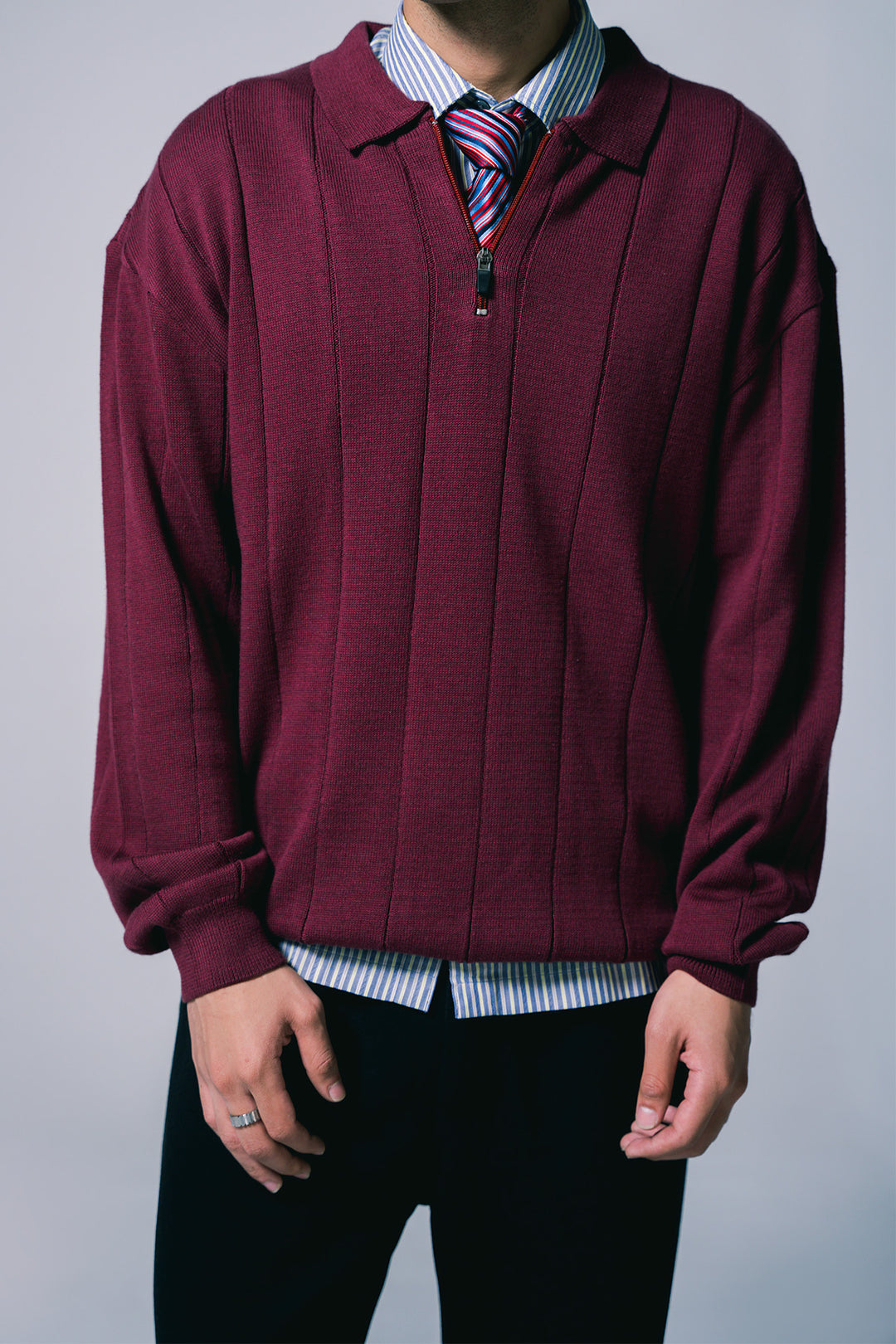 Zipper Polo | Maroon