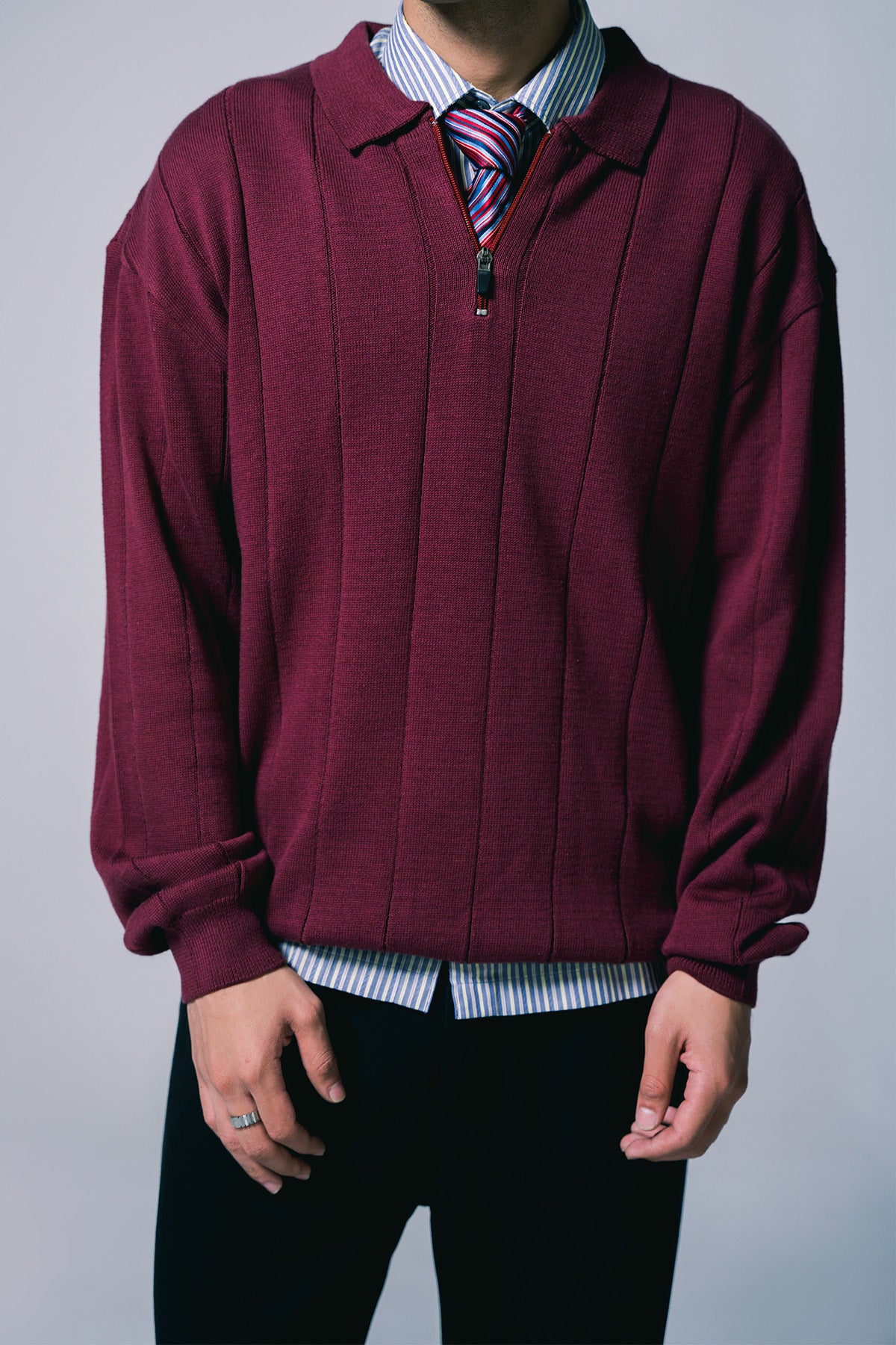 Zipper Polo | Maroon
