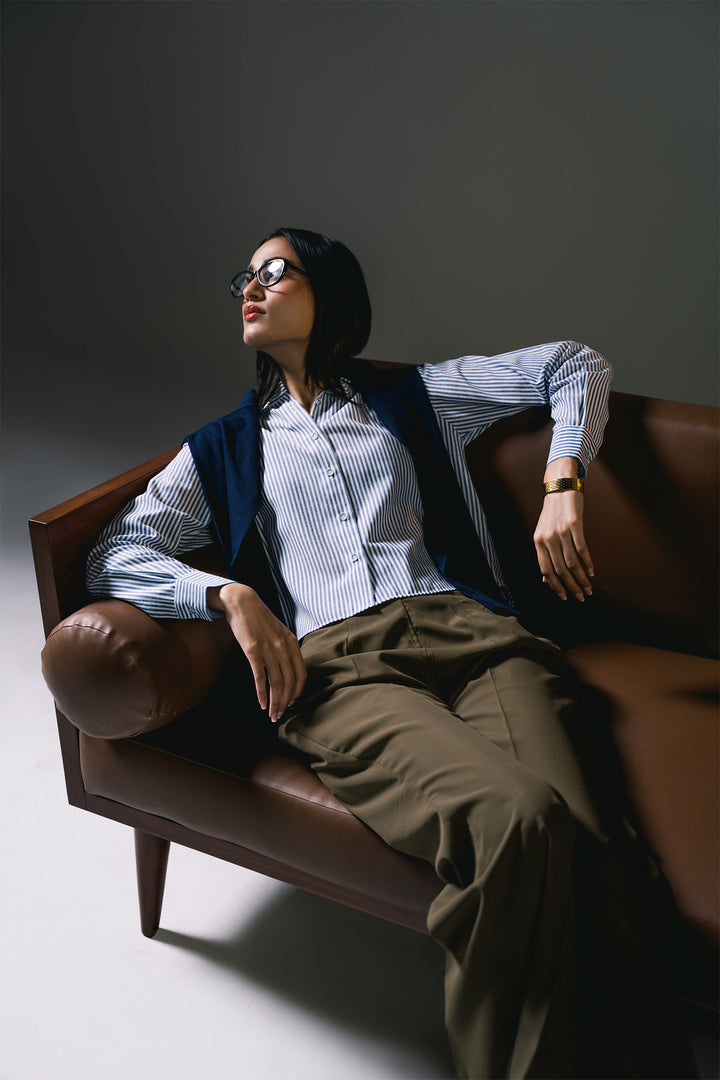 Striped Button down shirt | Blue & white