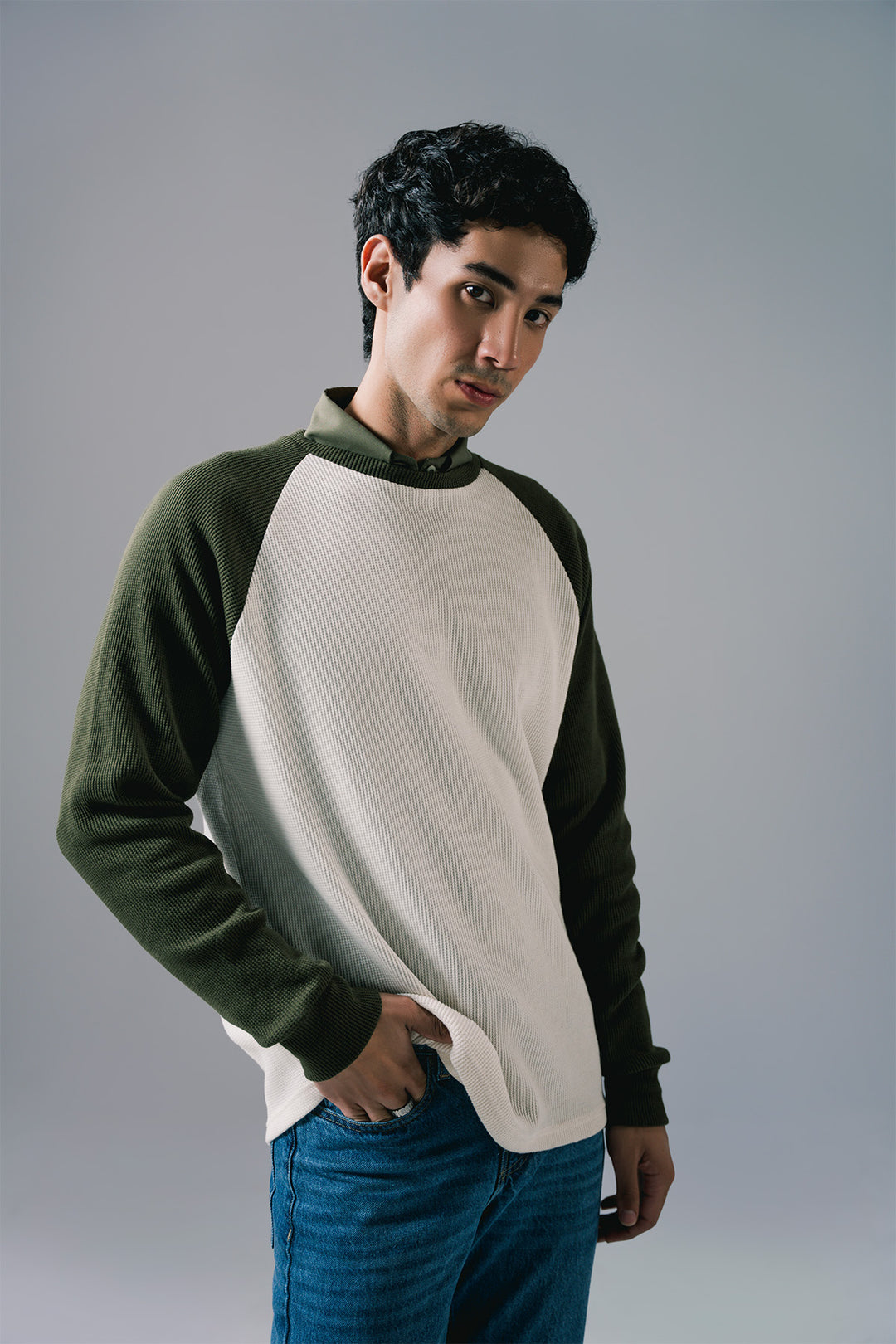 Raglan Shirt | Olive & Cream