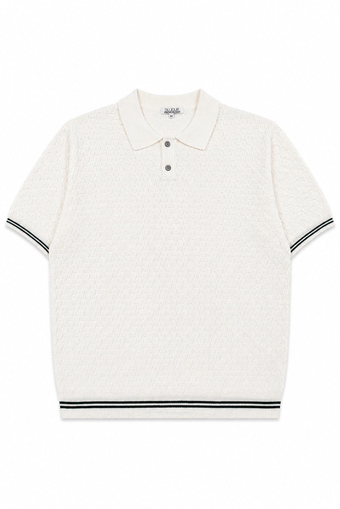 Striped Button Down Knitted Men Polo Shirt