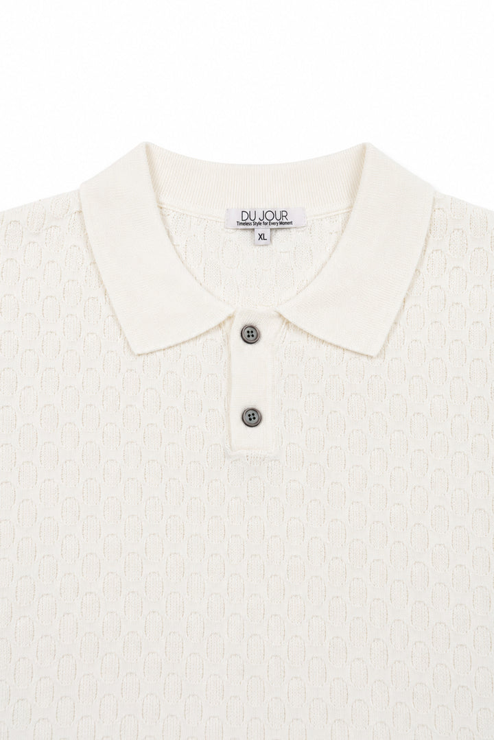 Striped Button Down Knitted Men Polo Shirt