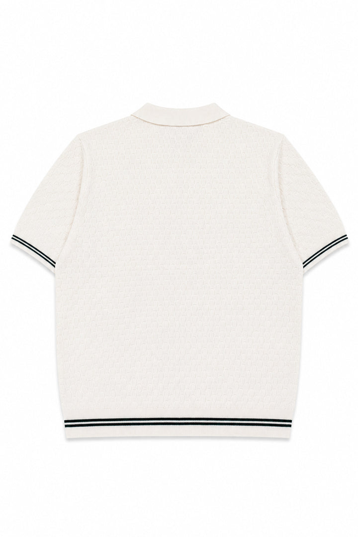 Striped Button Down Knitted Men Polo Shirt