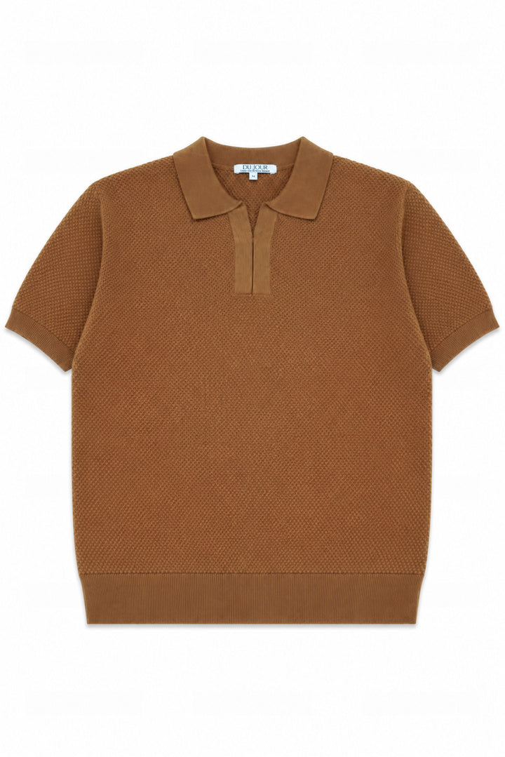 V Neck Knitted Men Polo Shirt