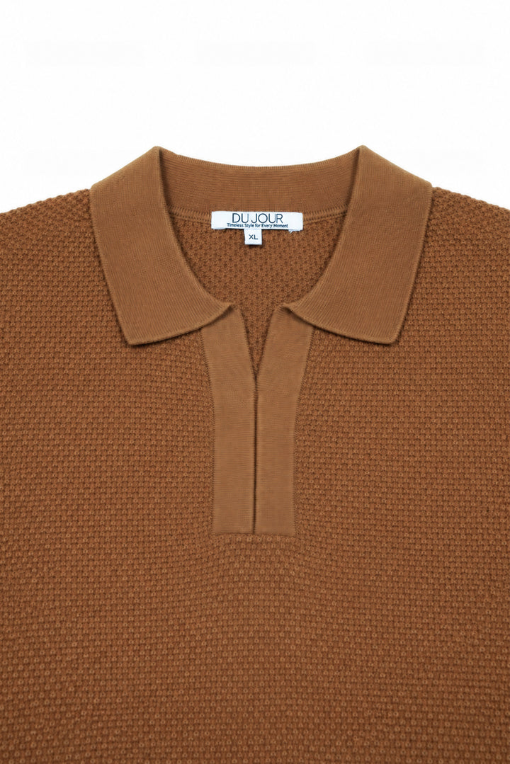 V Neck Knitted Men Polo Shirt