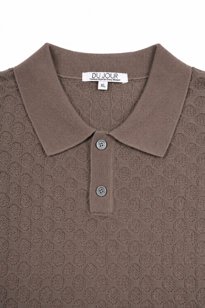 Striped Button Down Knitted Men Polo Shirt