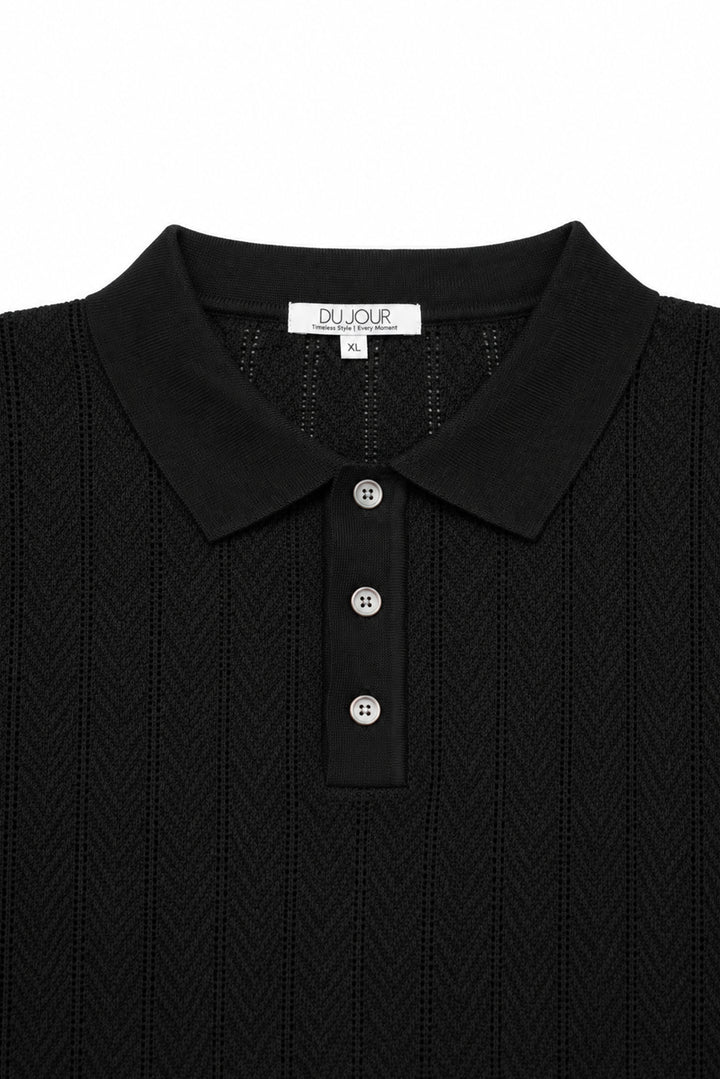 Knitted Button Down Men Polo Shirt