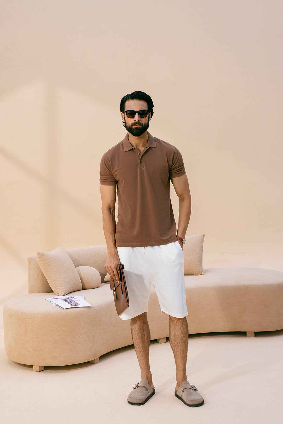 Brown Basic Polo Shirt