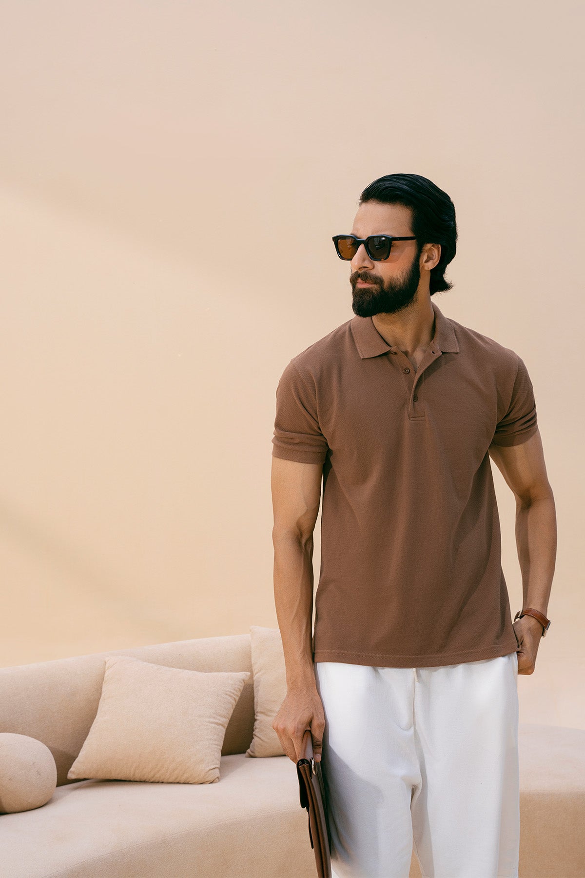 Brown Basic Polo Shirt
