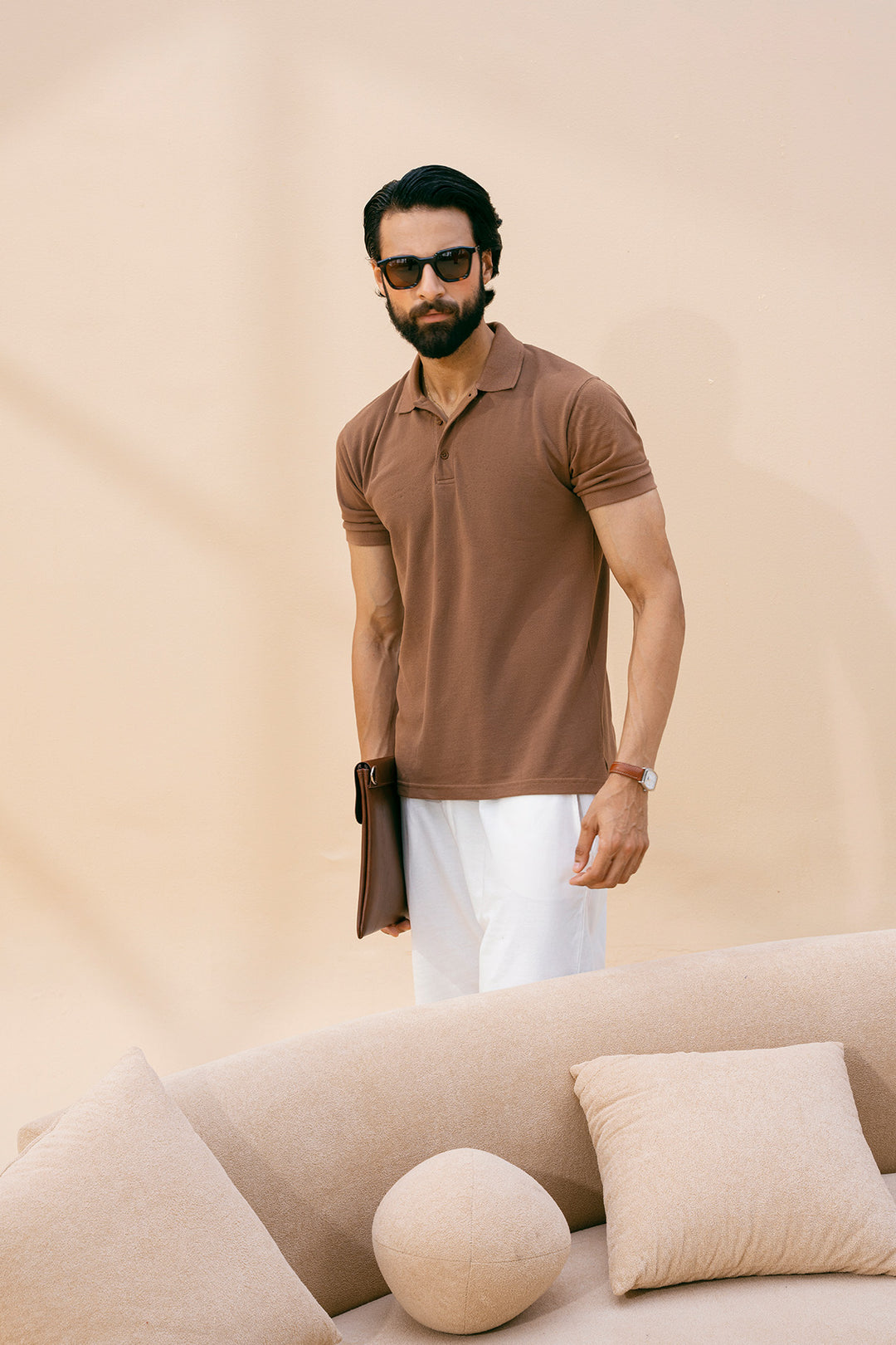 Brown Basic Polo Shirt