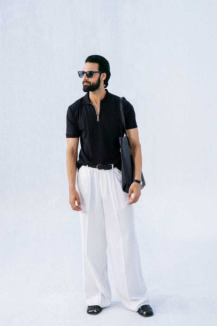 Black Zipper Polo Shirt