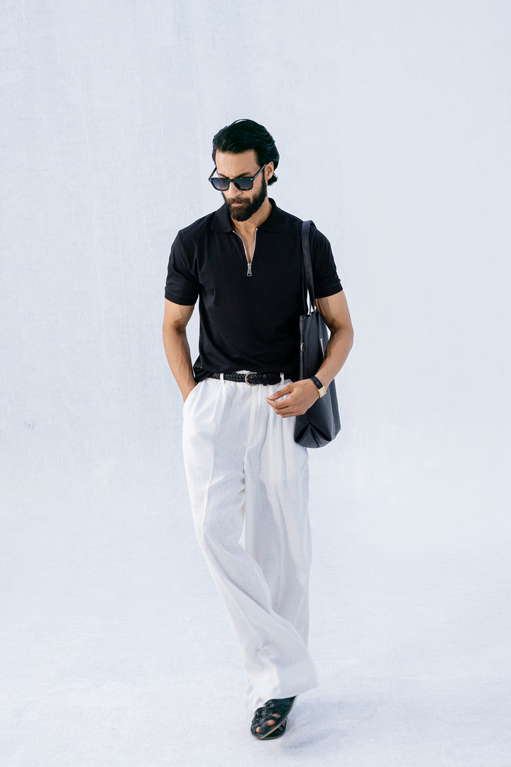 Black Zipper Polo Shirt
