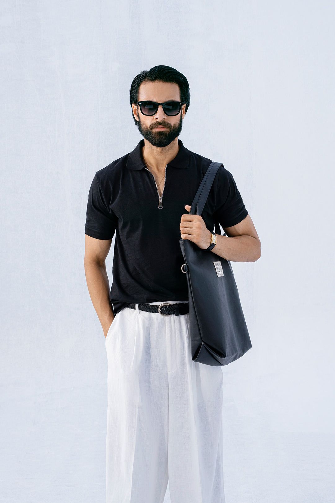 Black Zipper Polo Shirt