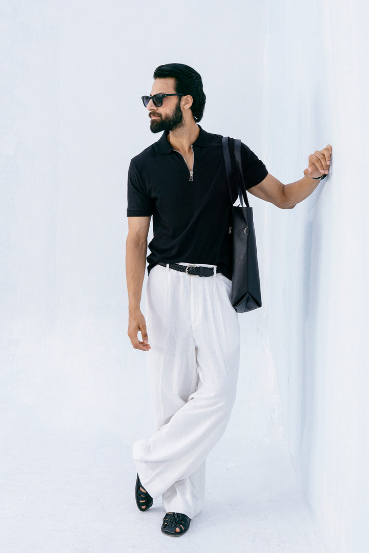 Black Zipper Polo Shirt