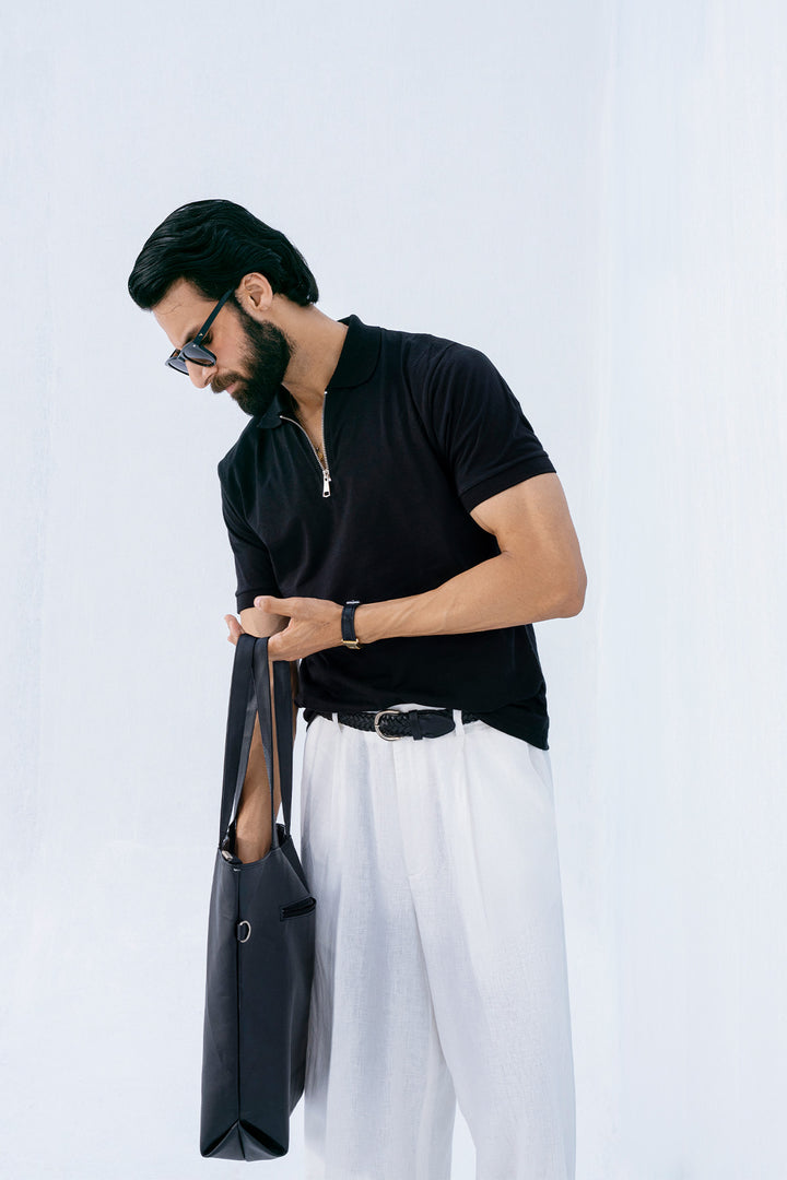 Black Zipper Polo Shirt