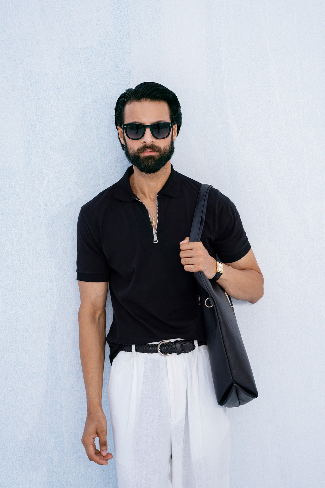 Black Zipper Polo Shirt