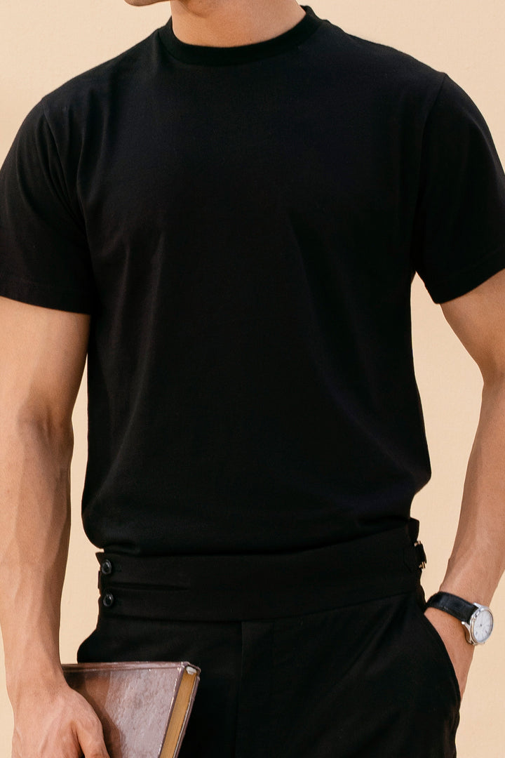 Black Crew Neck Basic Tee