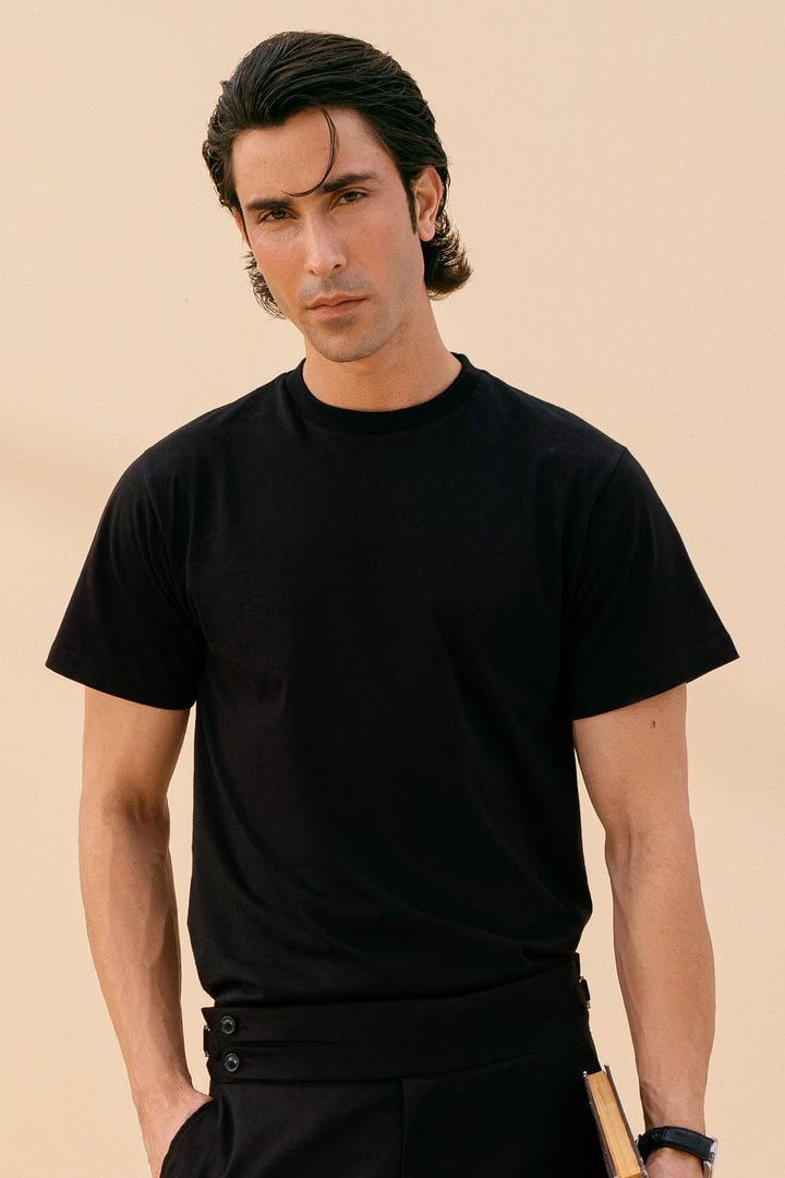 Black Crew Neck Basic Tee