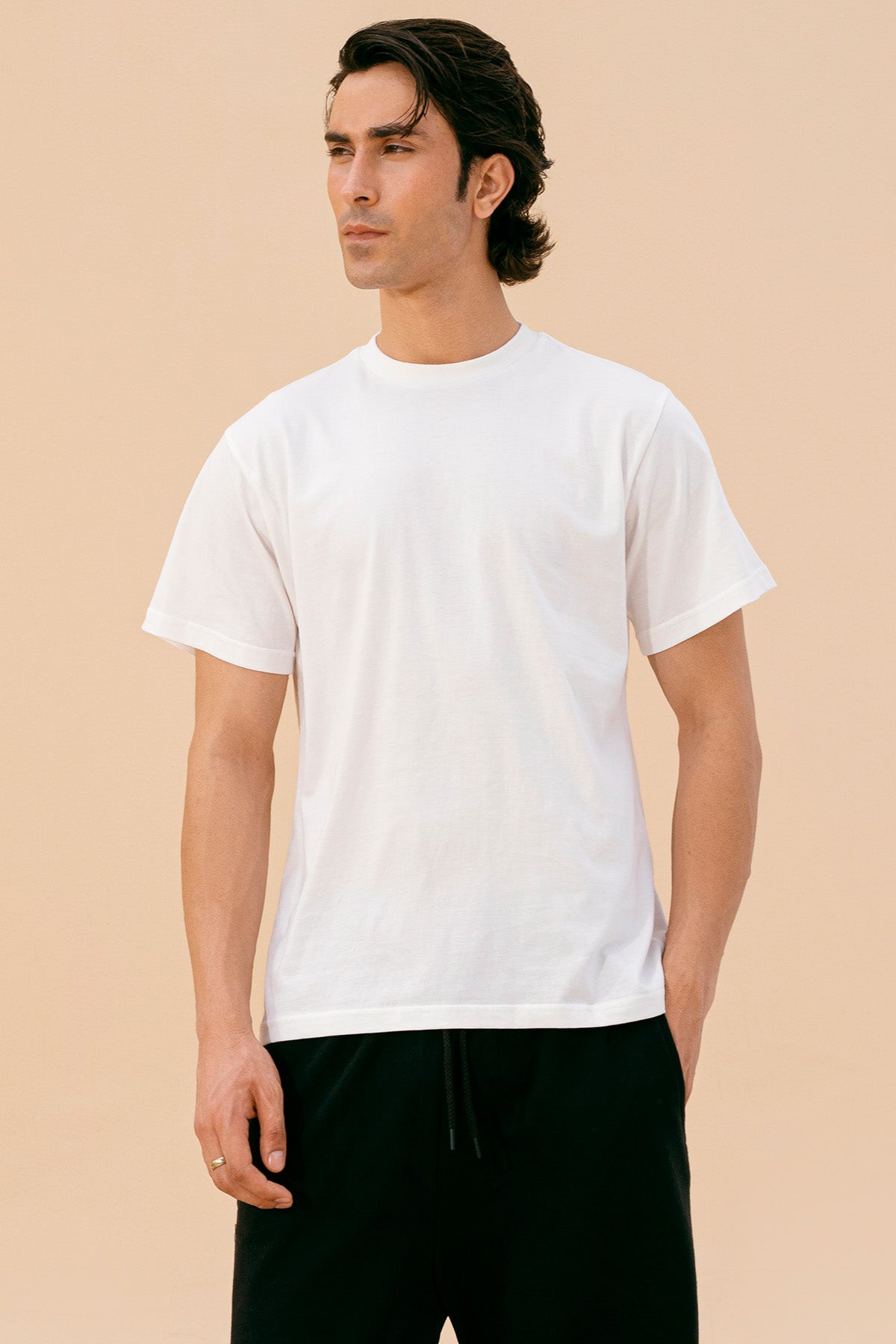 White Crew Neck Basic Tee