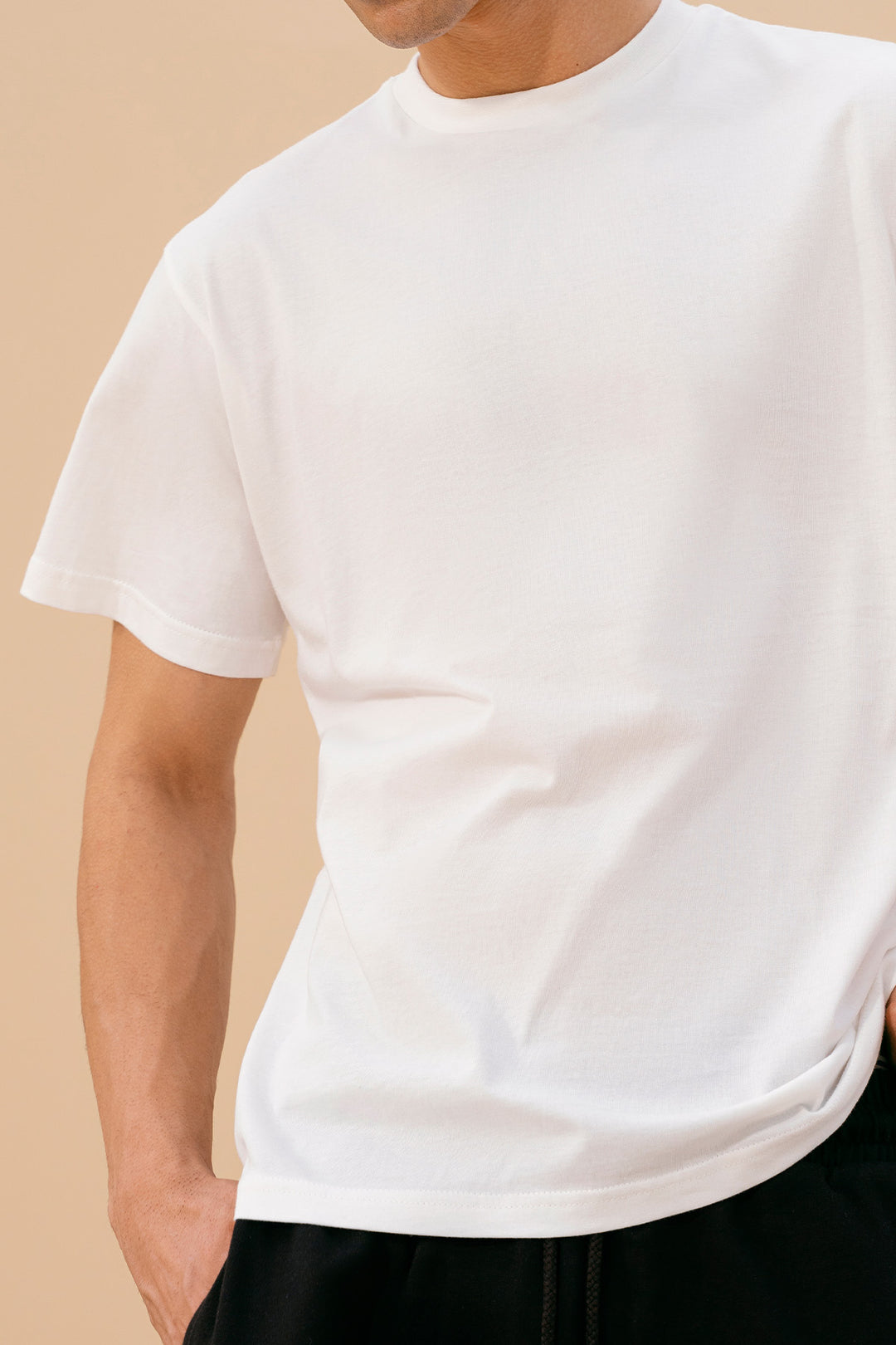 White Crew Neck Basic Tee