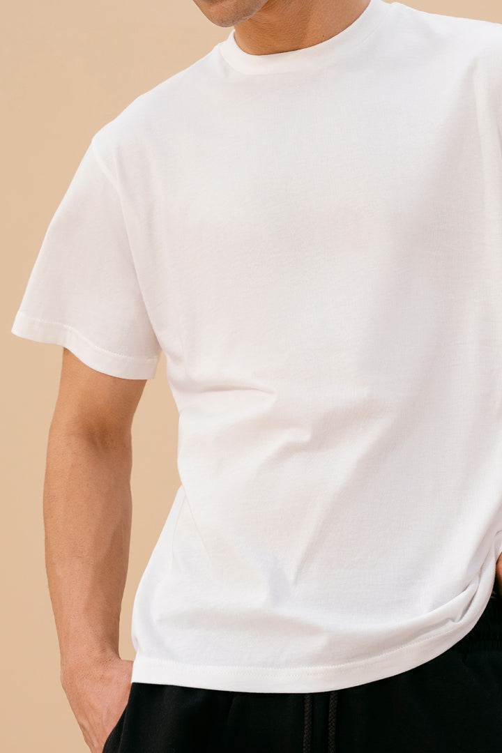 White Crew Neck Basic Tee