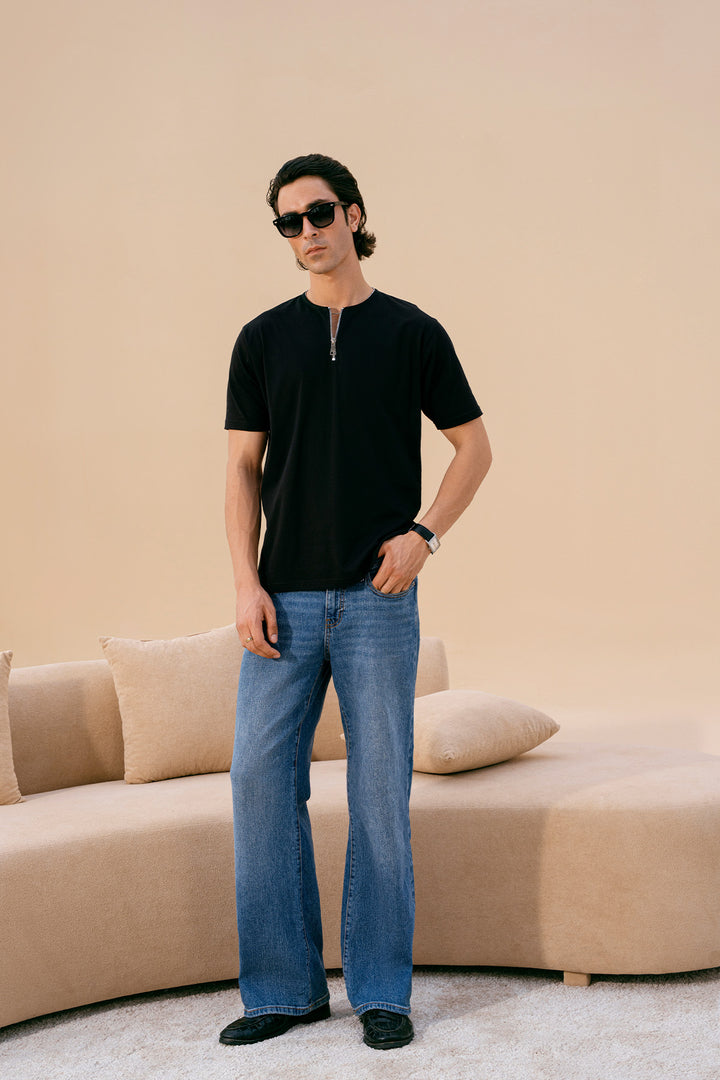Black Round Zipper Shirt