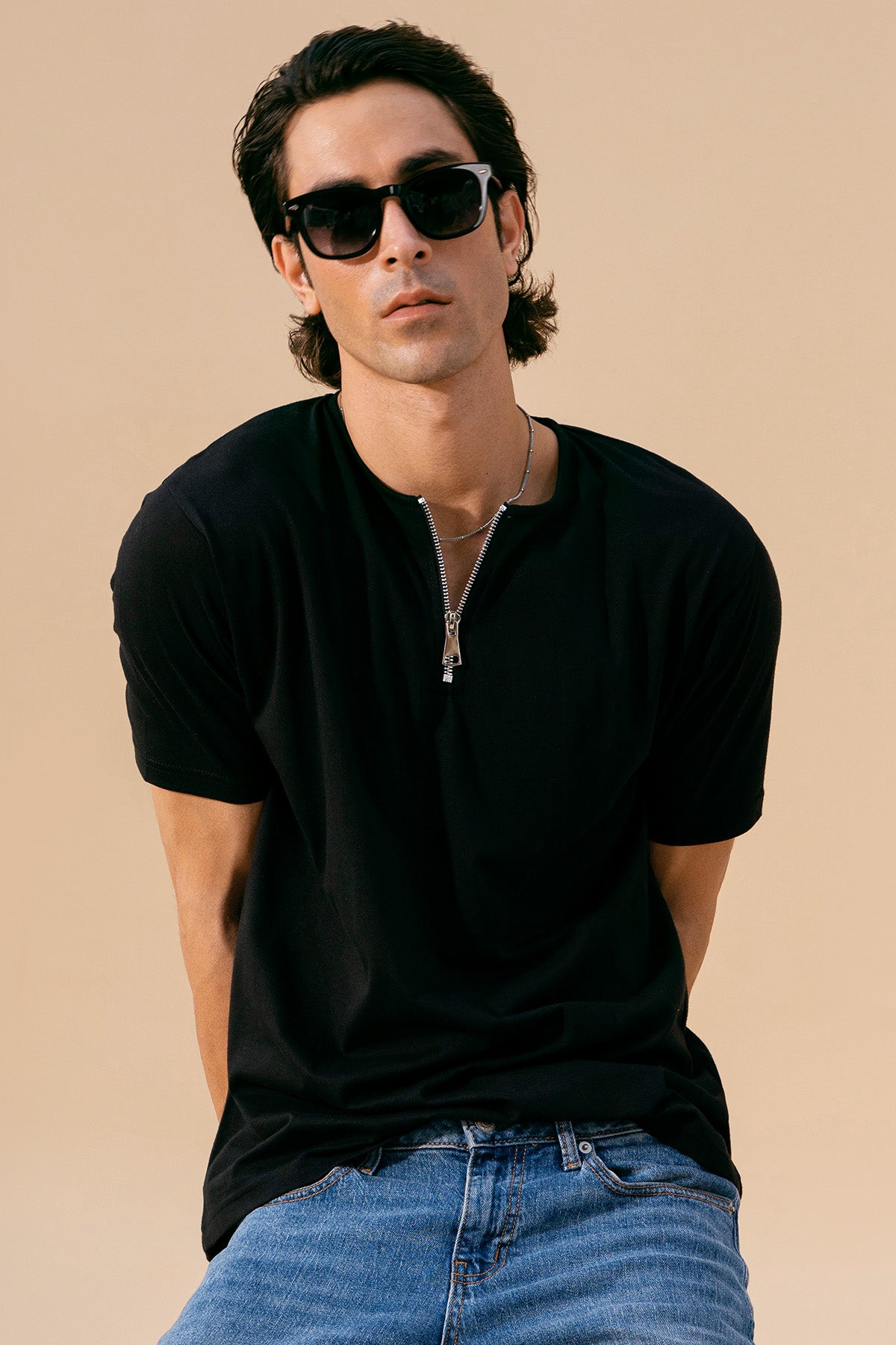 Black Round Zipper Shirt