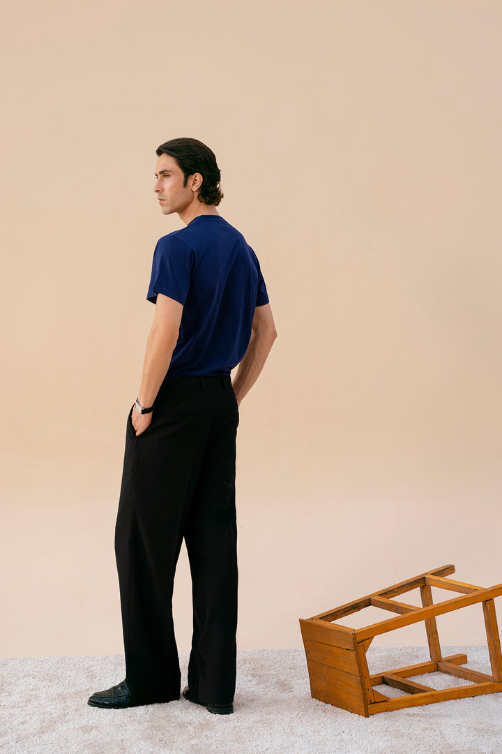 Navy Blue Crew Neck Basic Tee