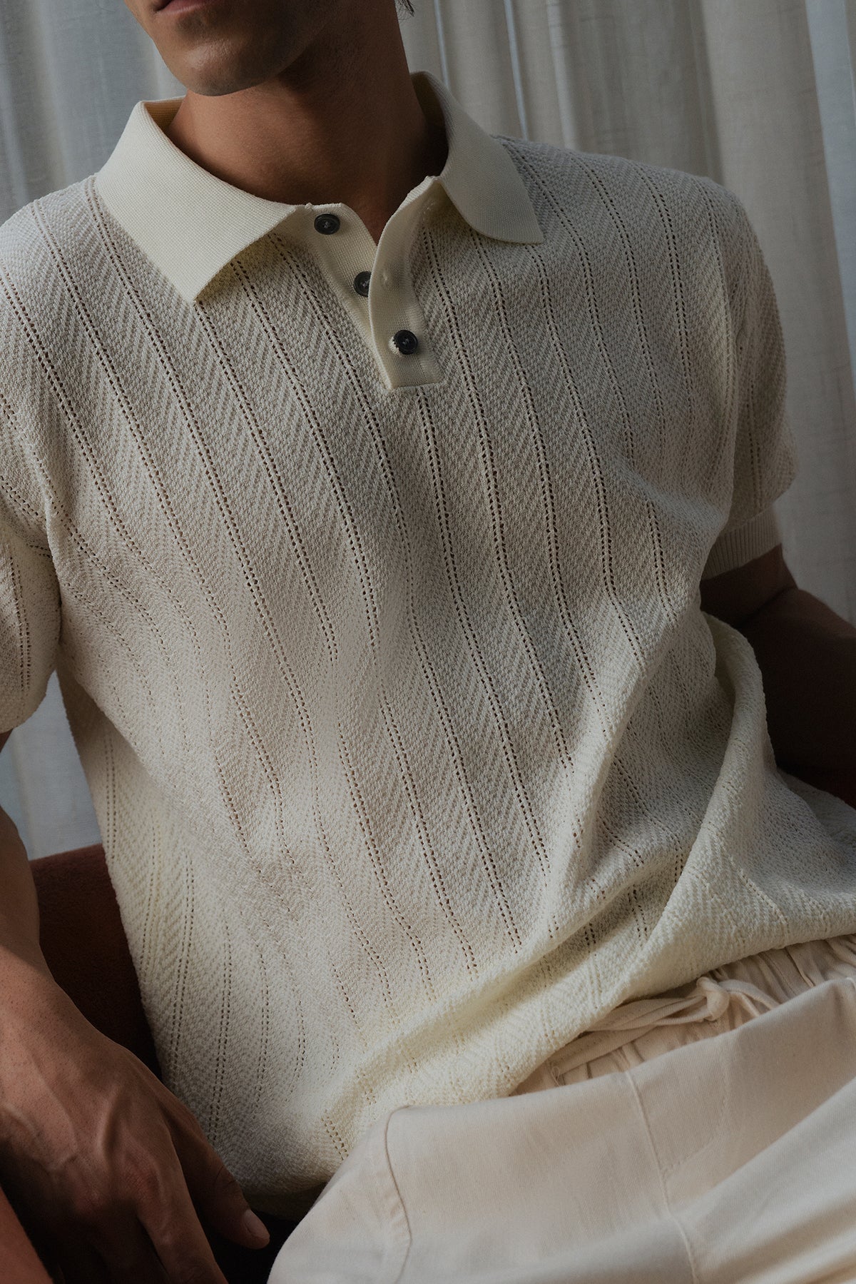 Knitted Button Down Men Polo Shirt