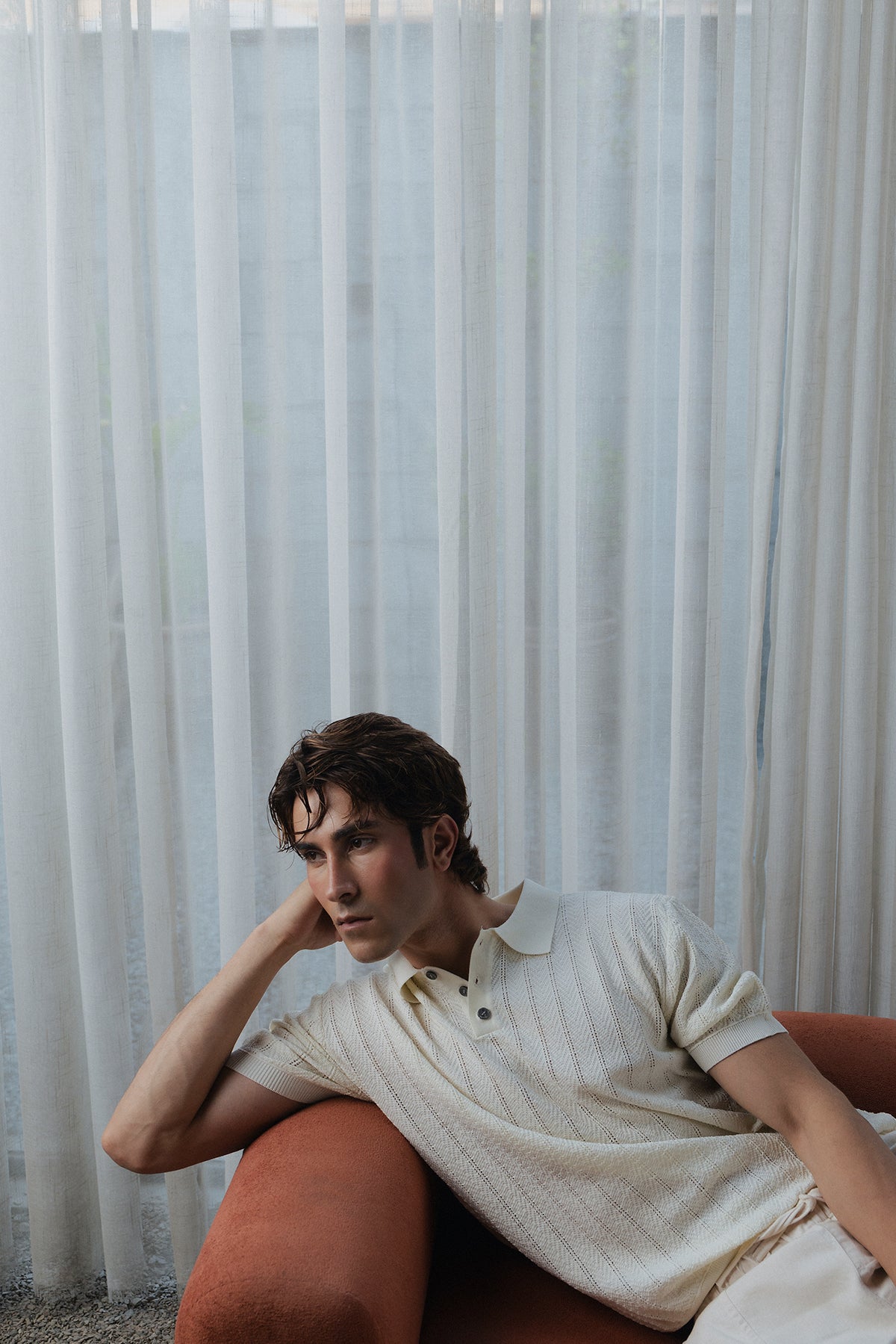 Knitted Button Down Men Polo Shirt
