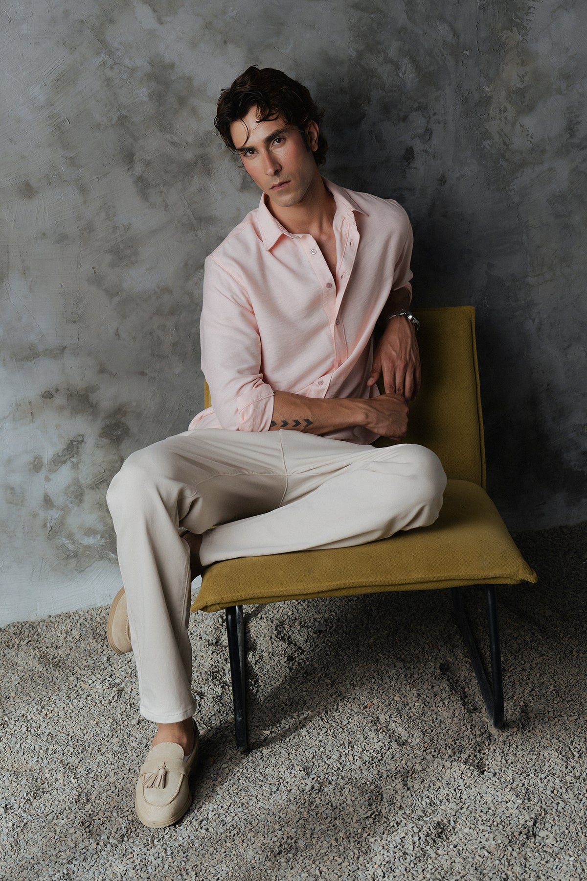 Men Linen Relax Fit Button Down Shirt