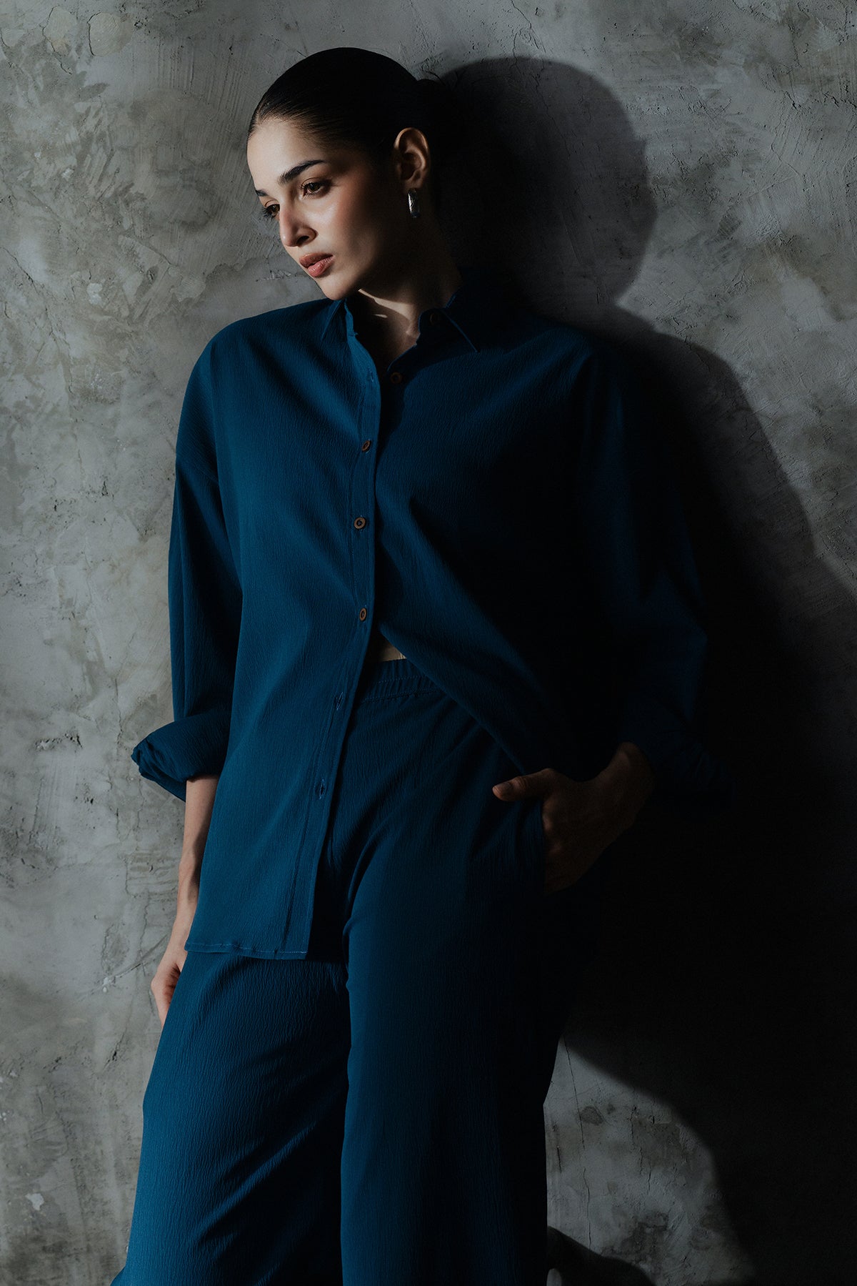 Wrinkle Over-Sized Button Ddown Shirt