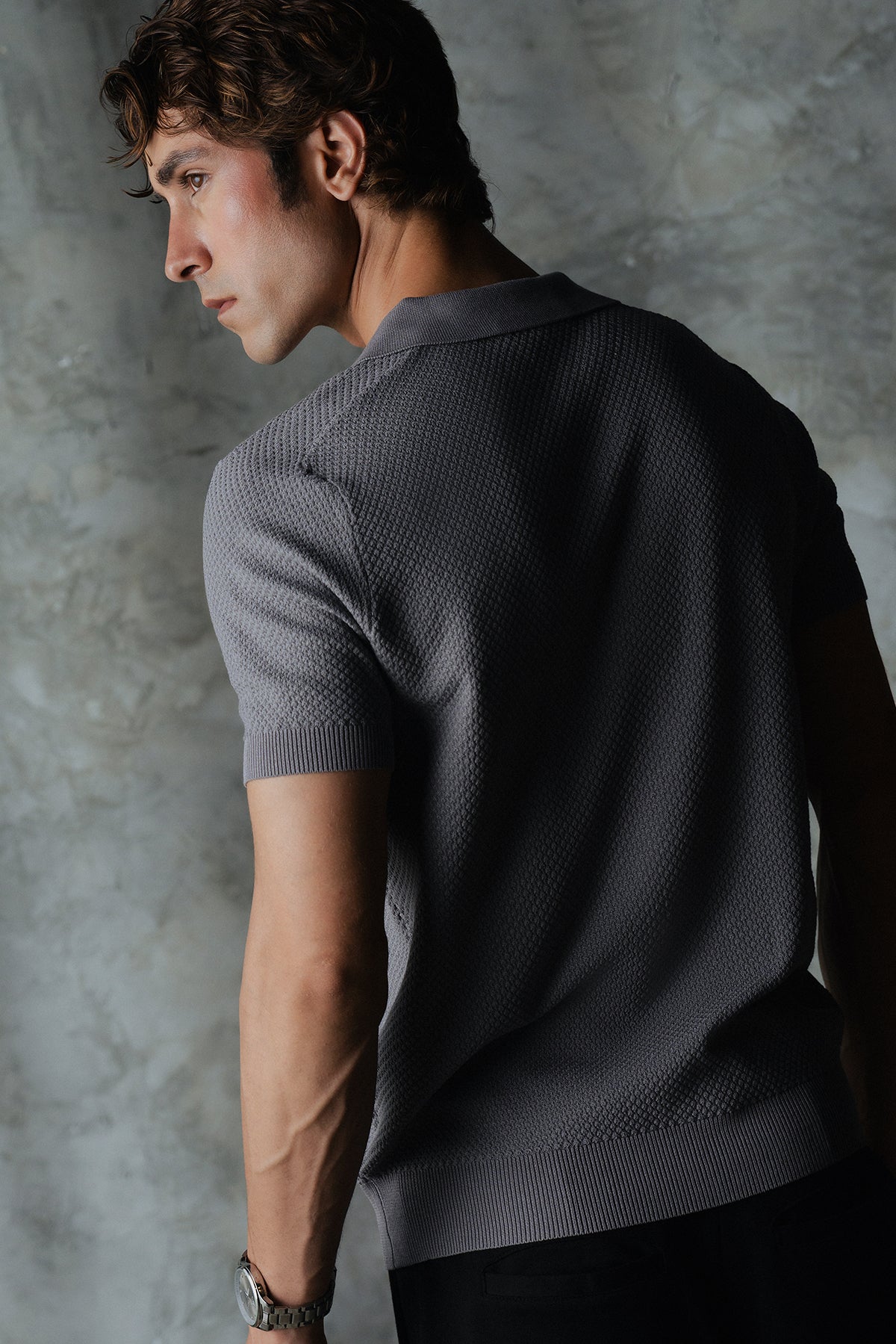 V Neck Knitted Men Polo Shirt
