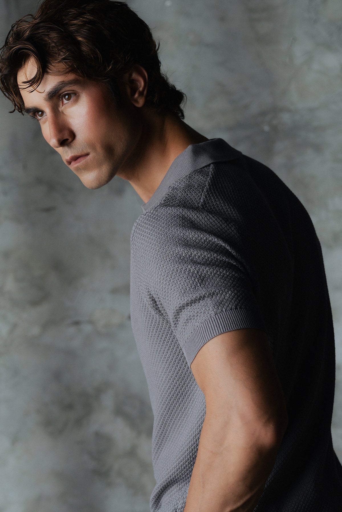 V Neck Knitted Men Polo Shirt