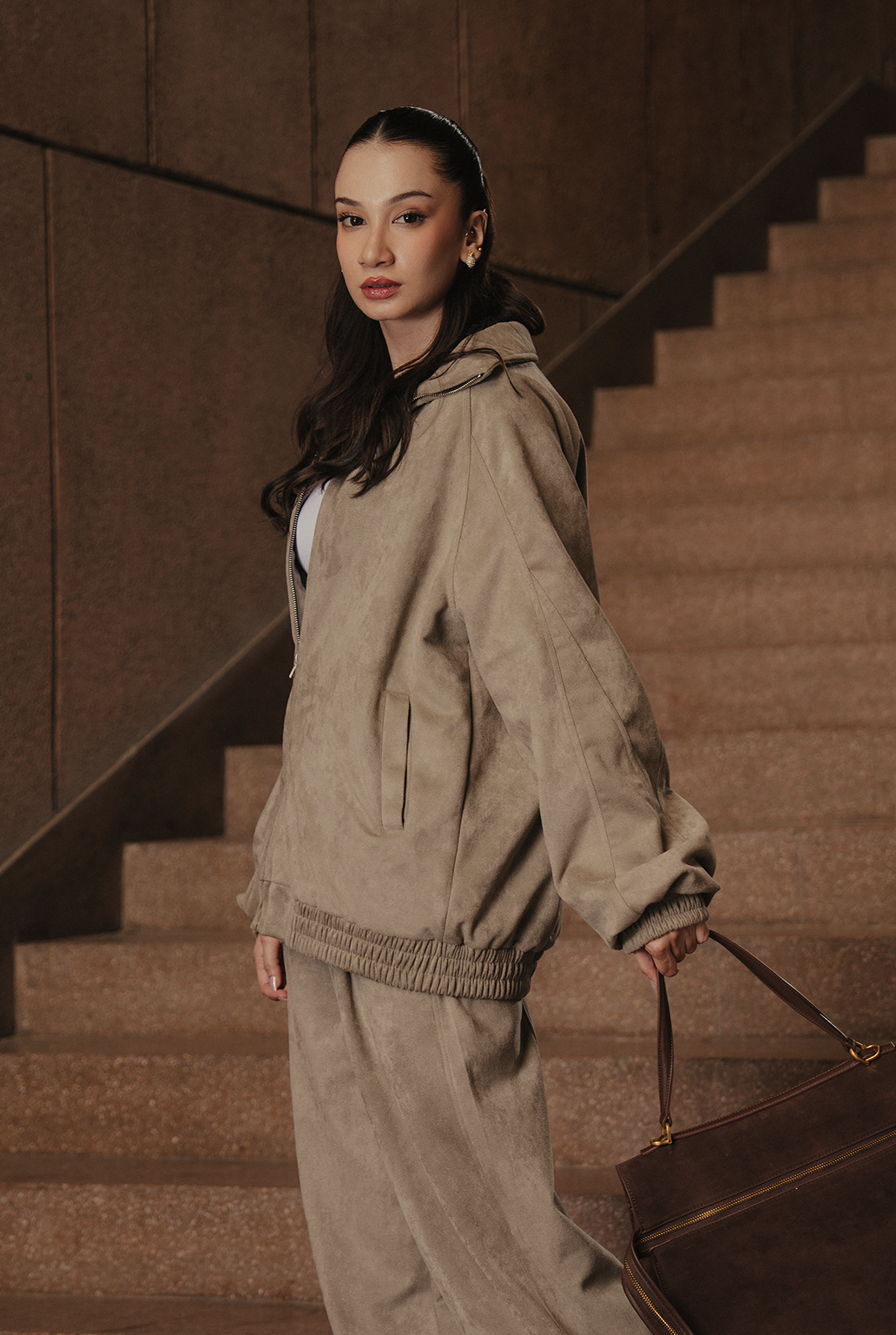 Women Reglan Suede Zipper Jacket