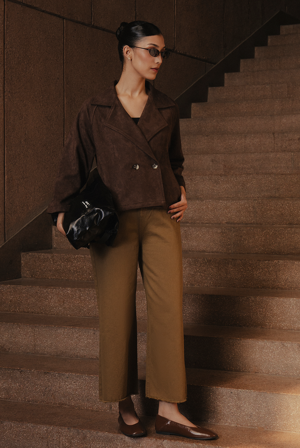 Ladies' Twill Basic Pant with Raw Bottom Hem