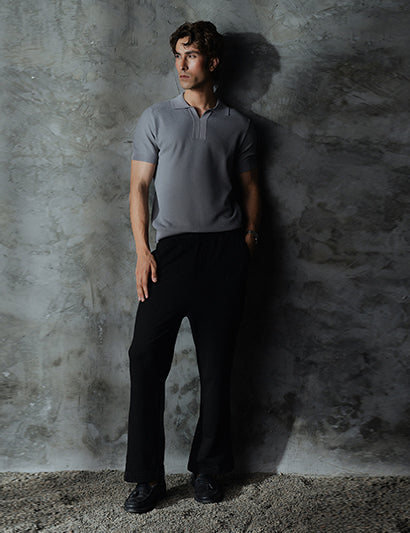 V Neck Knitted Men Polo Shirt